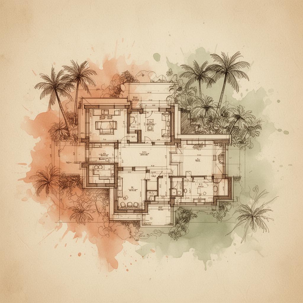 Plan d'architecte aquarelle