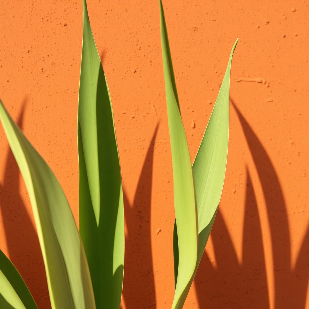 Mur de terre cuite avec ombres végétales